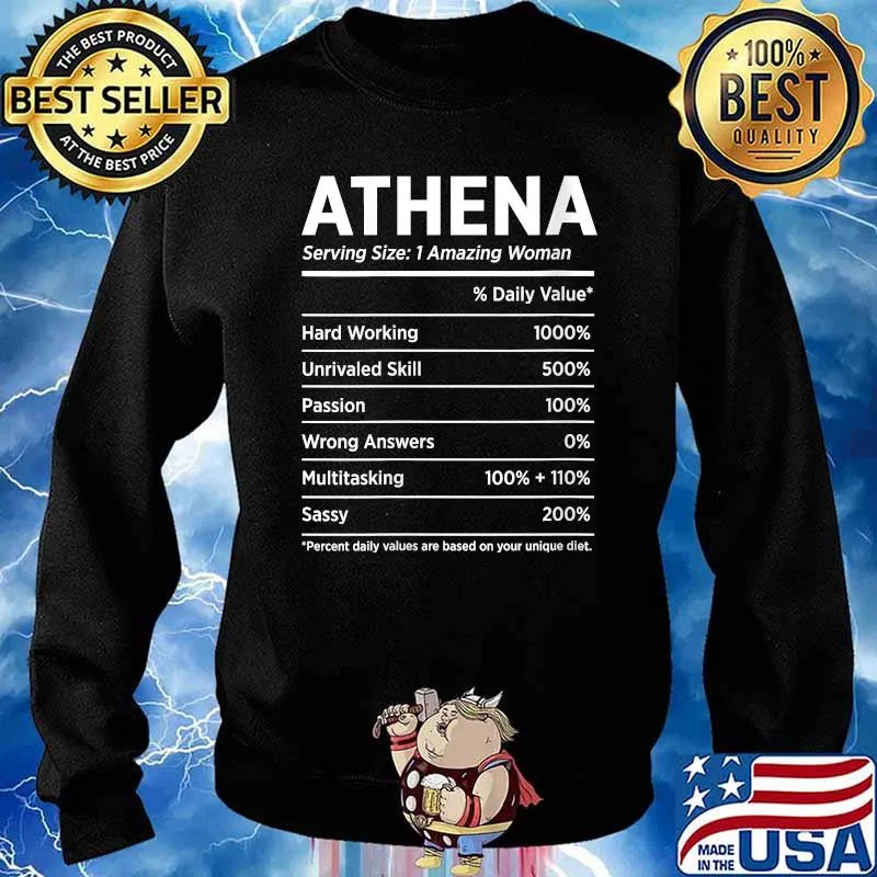 Nice athena Name Tag Percent Daily Values Are based On Your Unique Diet T-Shirt Sweater