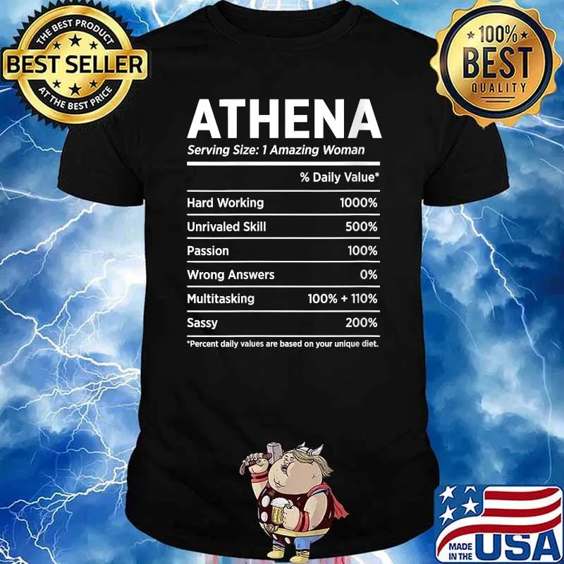Nice athena Name Tag Percent Daily Values Are based On Your Unique Diet T-Shirt