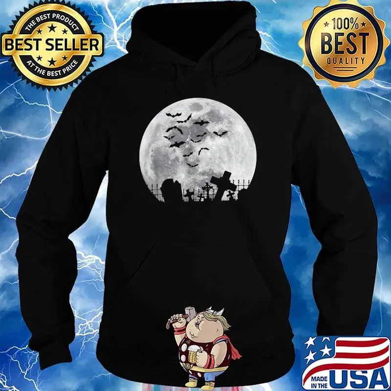 Nice halloween Full Moon Cemetery Graveyard Spooky Bats Night T-Shirt Hoodie