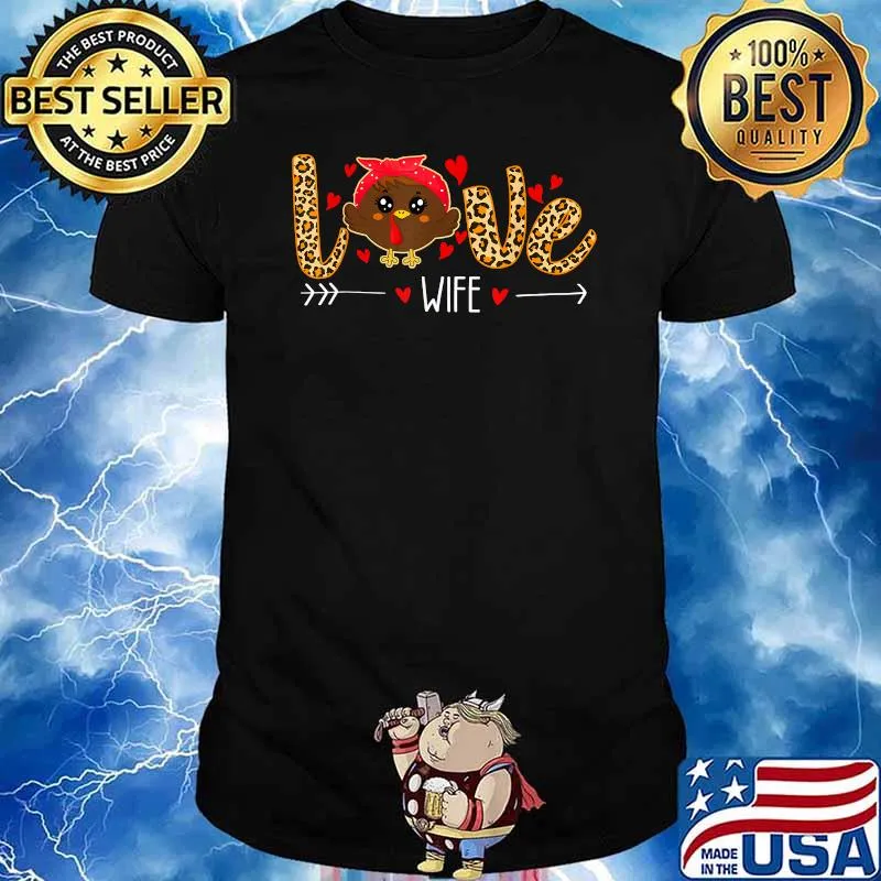 Nice love Wife Leopard Print Thanksgiving Turkey T-Shirt