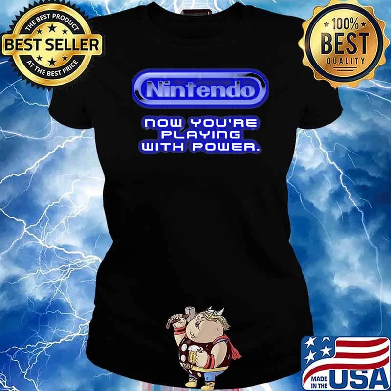 Nintendo now youre playing with power s Ladies tee