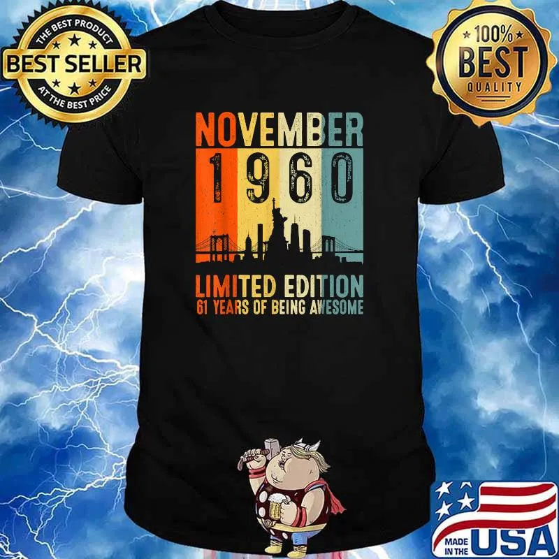 November 1960 Limited Edition 61 Year Old Awesome Since Vintage T-Shirt