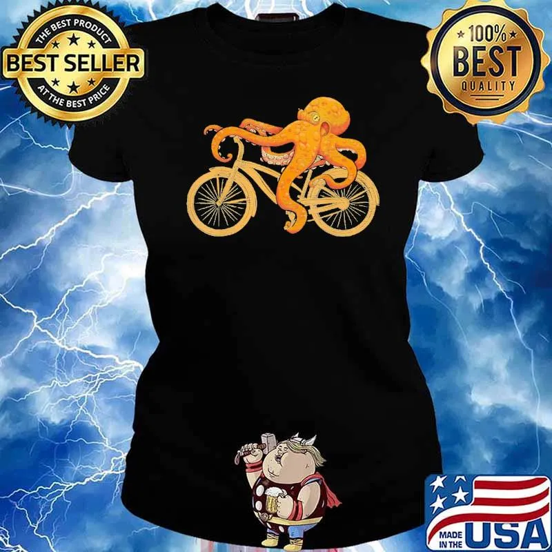 Octopus Riding Bicycle Shirt Ladies tee