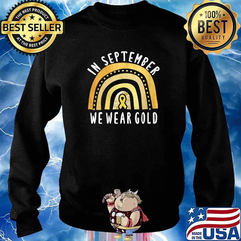 Official womens Childhood Cancer Awareness Rainbow In September We Wear Gold T-Shirt Sweater