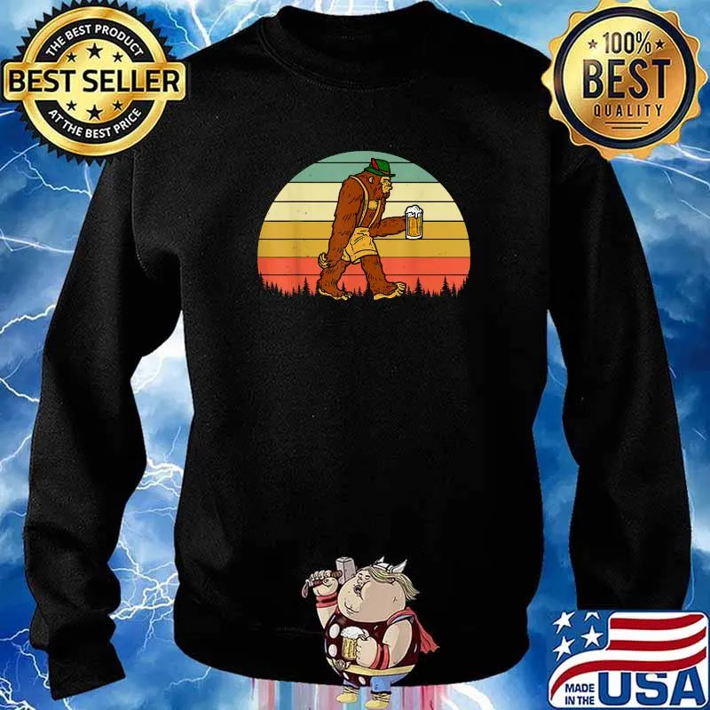 Oktoberfest Bigfoot Sasquatch German Beer Retro Vintage T-Shirt Sweater
