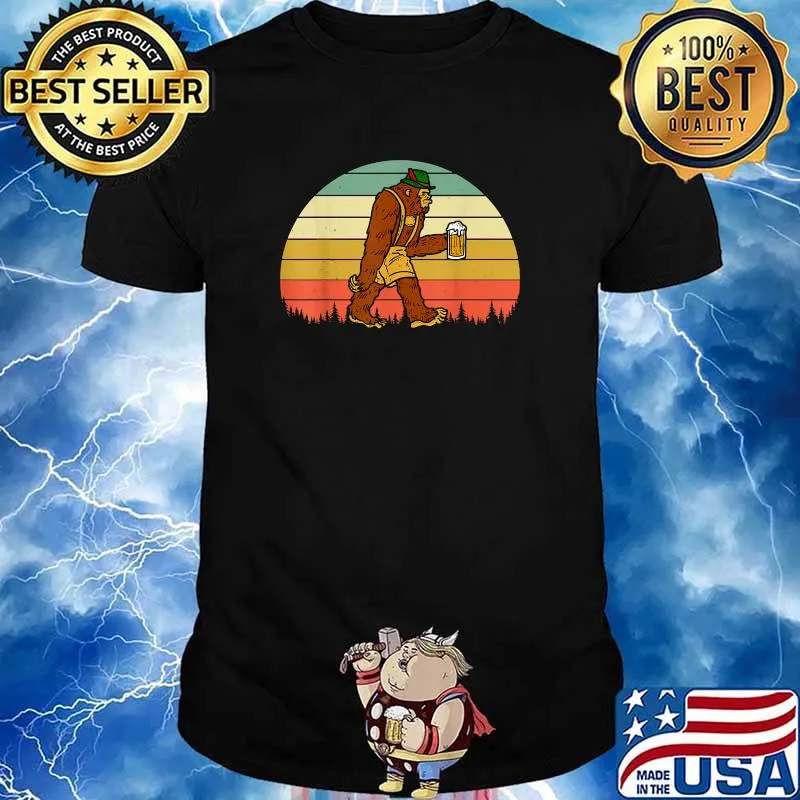 Oktoberfest Bigfoot Sasquatch German Beer Retro Vintage T-Shirt