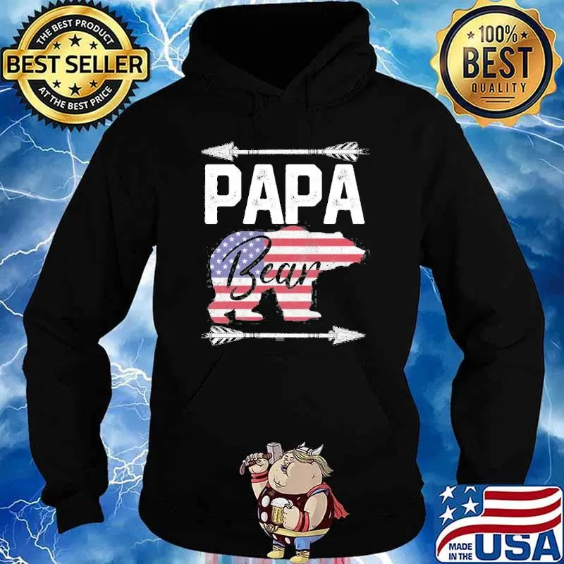 Papa Bear Dad Grandpa Usa Flag July 4Th Father’s Day Shirt Hoodie