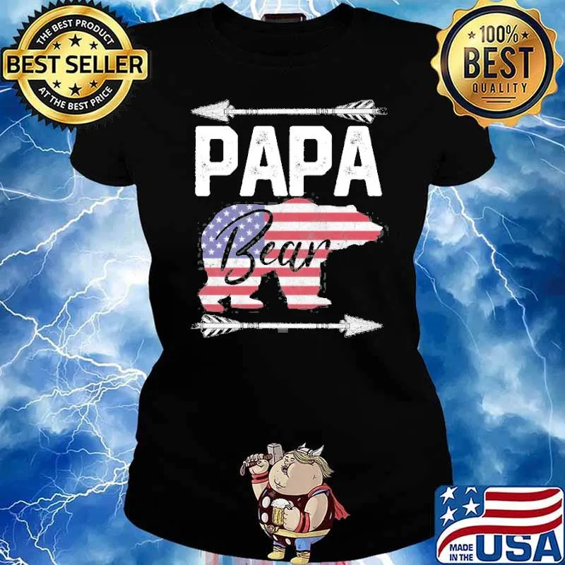 Papa Bear Dad Grandpa Usa Flag July 4Th Father’s Day Shirt Ladies tee