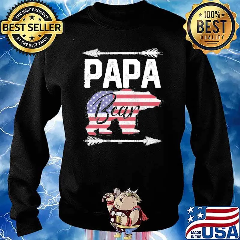 Papa Bear Dad Grandpa Usa Flag July 4Th Father’s Day Shirt Sweater