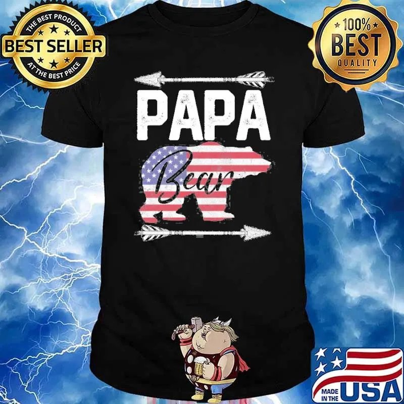 Papa Bear Dad Grandpa Usa Flag July 4Th Father’s Day Shirt