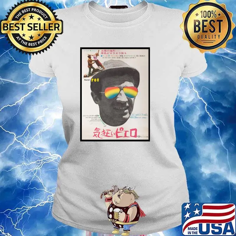 Pierrot Le Fou Jean Luc Godard Sunglasees Lgbt Poster T-Shirt Ladies tee
