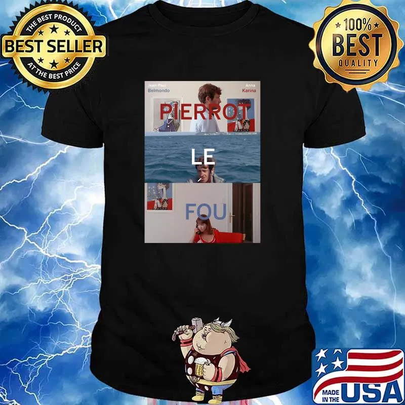 Pierrot Le Fou Poster, Anna Karina and Jean-Paul Belmondo Classic T-Shirt