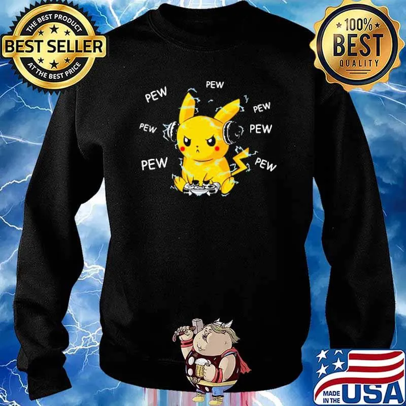 Pikachu Playing Game Pew Pew Pew Shirt Sweater