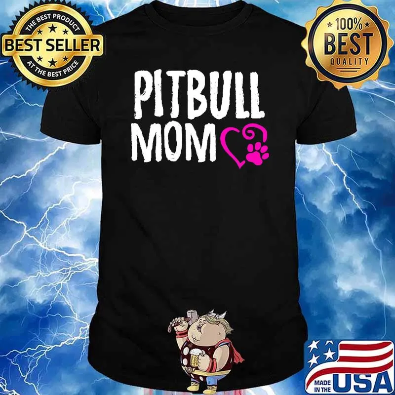 Pitbull mom heart dog shirt