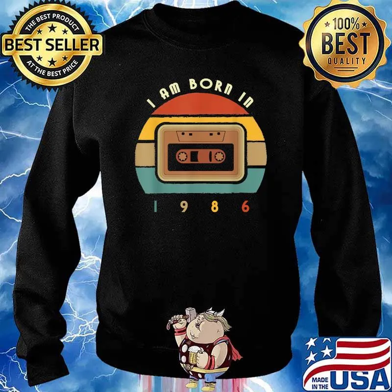 Premium i am Born in 1986 Cassette Vintage Sunset T-Shirt Sweater