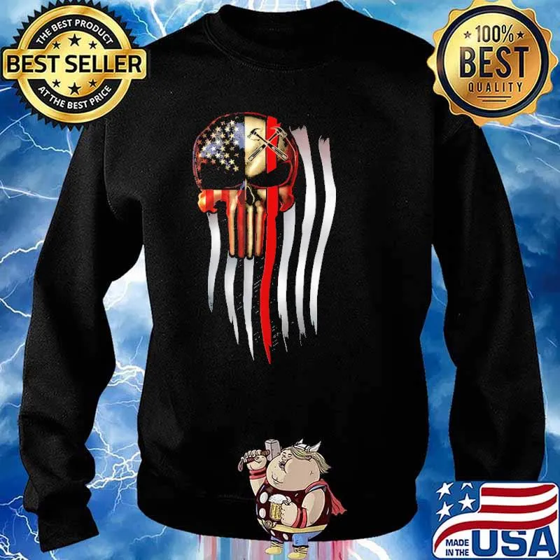 PROUD CARPENTER Skull AMERICAN FLAG SHIRT Sweater