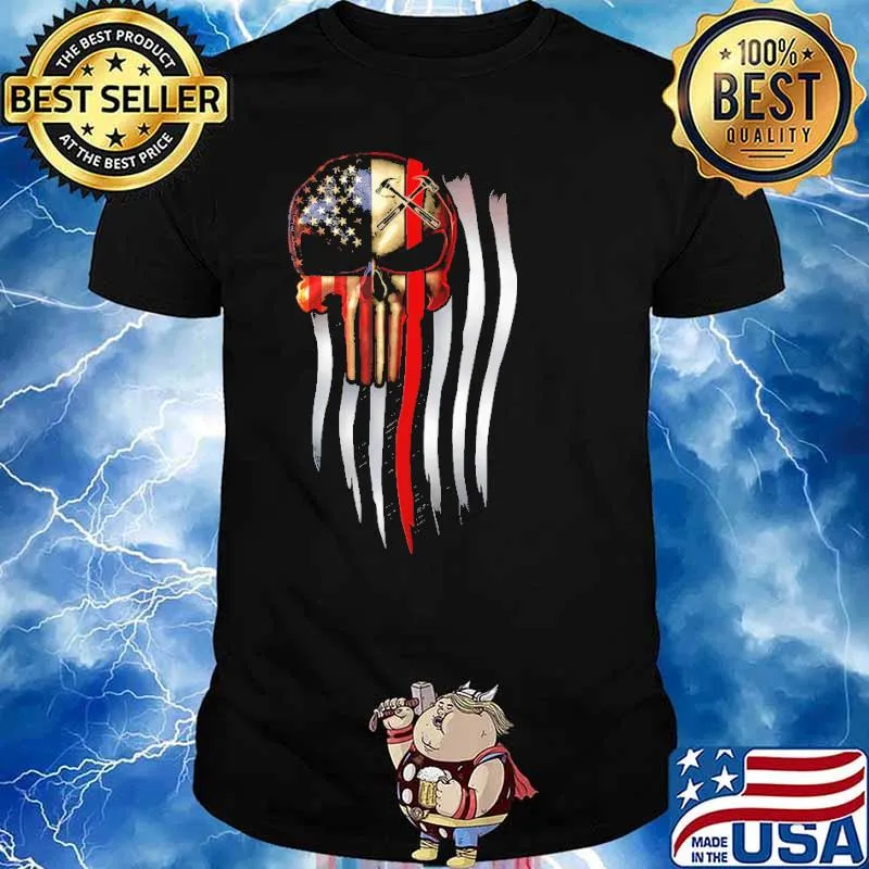 PROUD CARPENTER Skull AMERICAN FLAG SHIRT