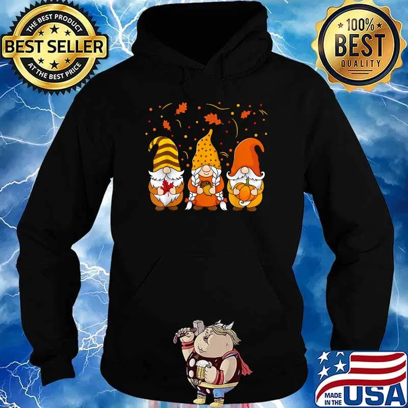 Pumpkin Gnomes Fall Autumn Cute Halloween Thanksgiving T-Shirt Hoodie