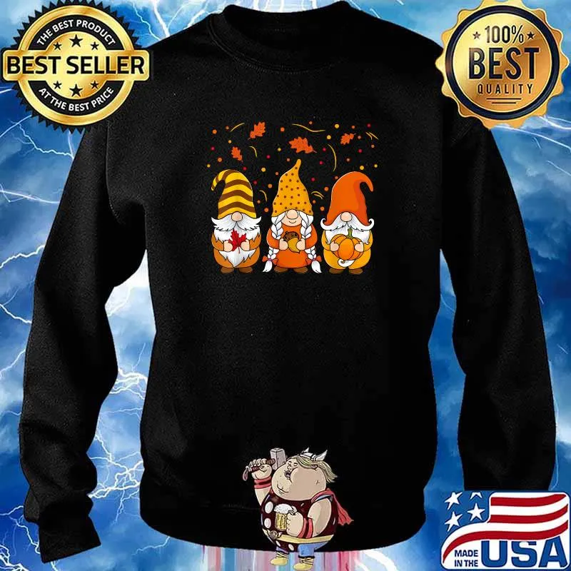 Pumpkin Gnomes Fall Autumn Cute Halloween Thanksgiving T-Shirt Sweater