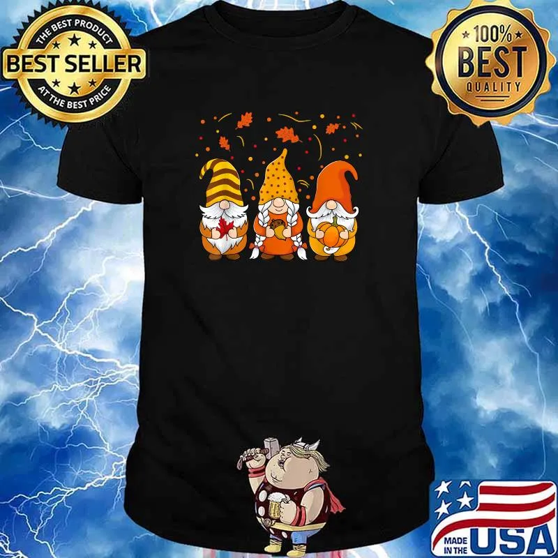 Pumpkin Gnomes Fall Autumn Cute Halloween Thanksgiving T-Shirt