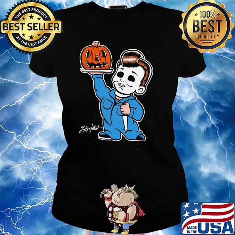 Pumpkin knife fake horror halloween s Ladies tee
