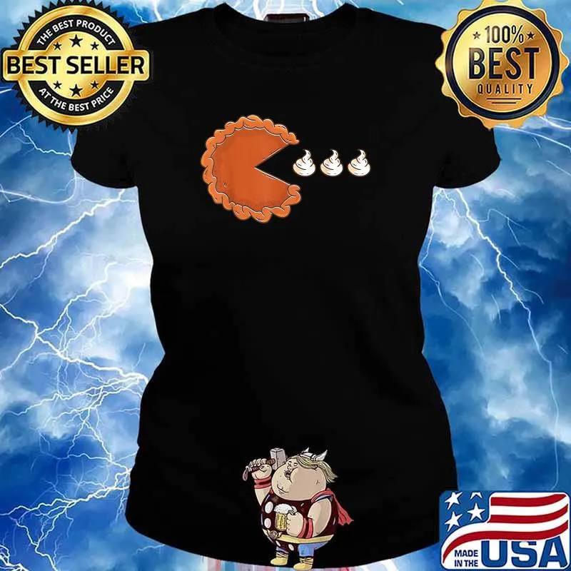 Pumpkin Pie Eating Whipped Cream Thanksgiving Day Fun T-Shirt Ladies tee
