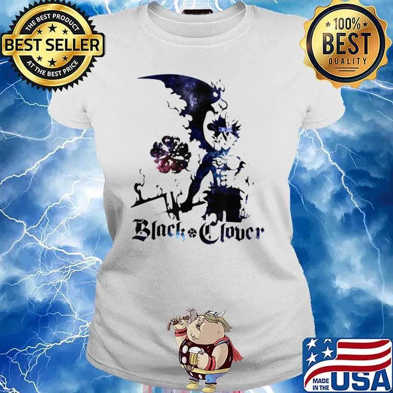 Retro Clover Anime Black Japanese Manga Asta Costume s Ladies tee