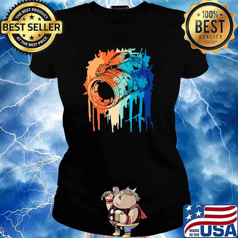 Retro photo camera on color splash for amateur photographers gift s Ladies tee