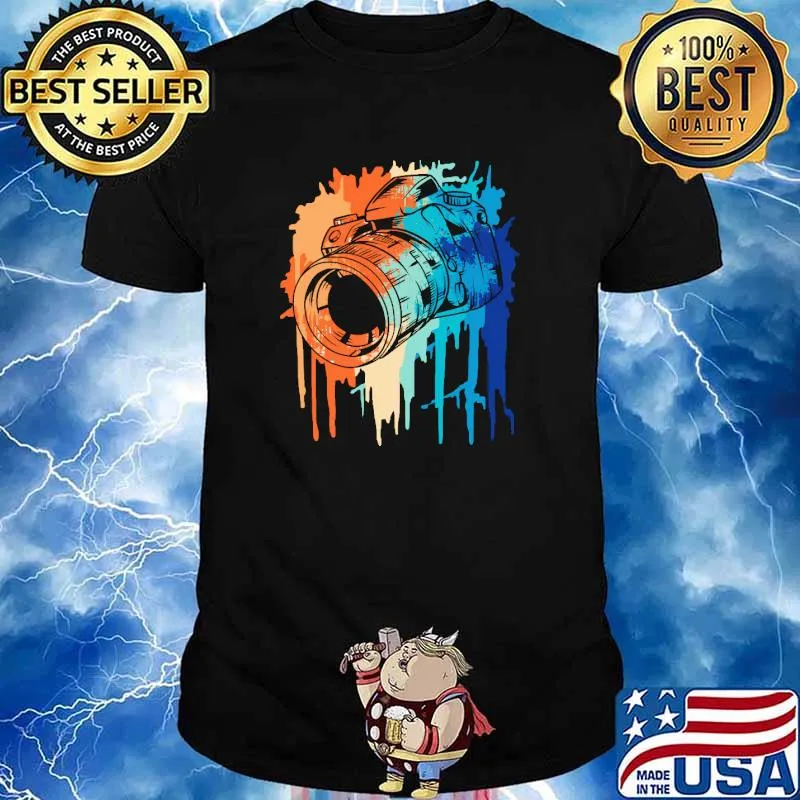 Retro photo camera on color splash for amateur photographers gift shirt