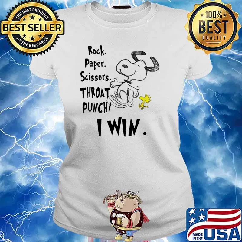 Rock Paper Scissors Throat Punchi I Win Snoopy Shirt Ladies tee