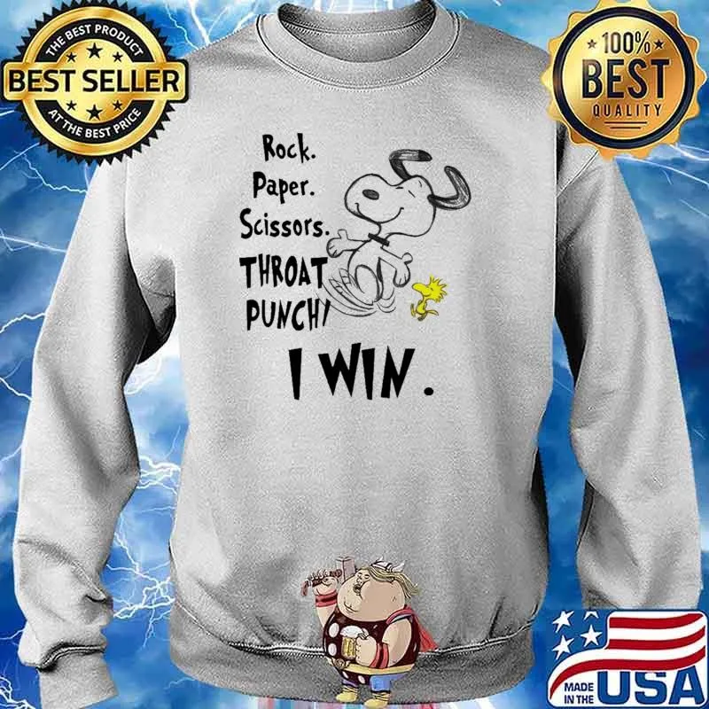 Rock Paper Scissors Throat Punchi I Win Snoopy Shirt Sweater