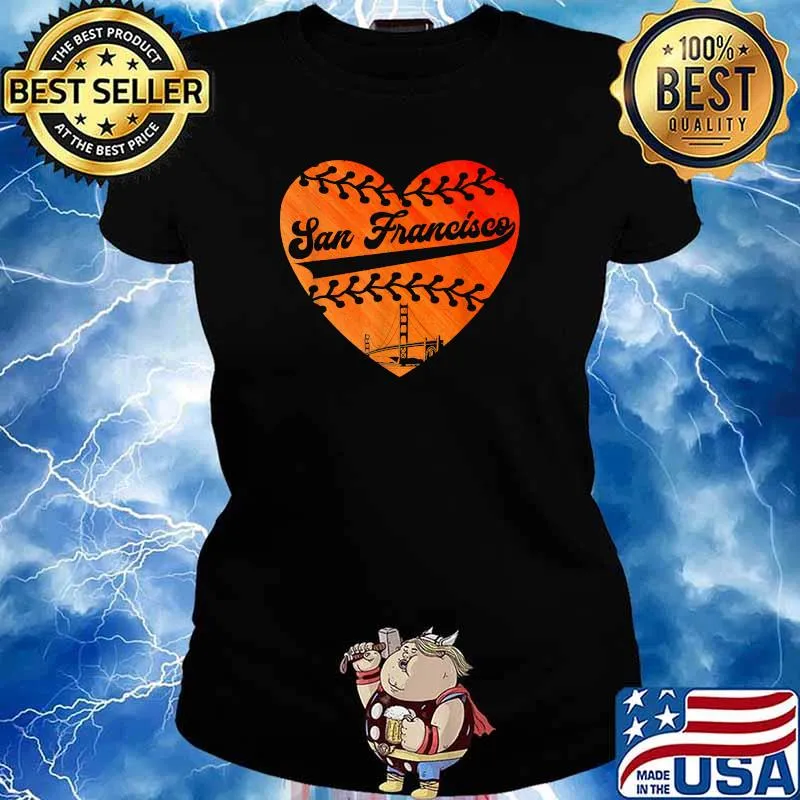 San Francisco Baseball SF Heart Game Day Retro T-Shirt Ladies tee