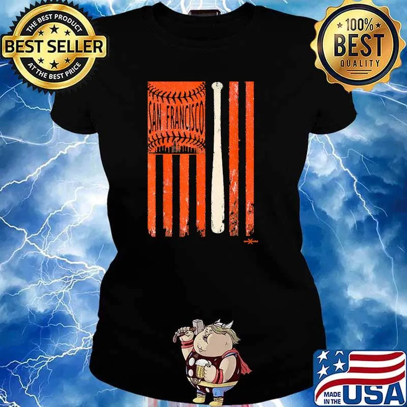 San Francisco Flag Patriotic Baseball T-Shirt Ladies tee