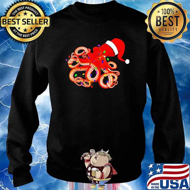 Santa Octopus lights christmas Shirt Sweater