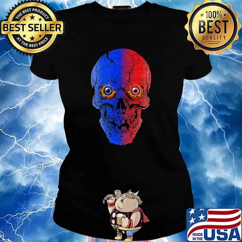 Scary Skull Stressed Skeleton Halloween T-Shirt Ladies tee