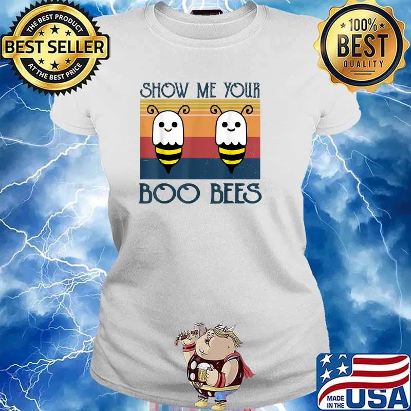 Show Me Your Boo Bees Vintage Ghost Halloween T-Shirt Ladies tee