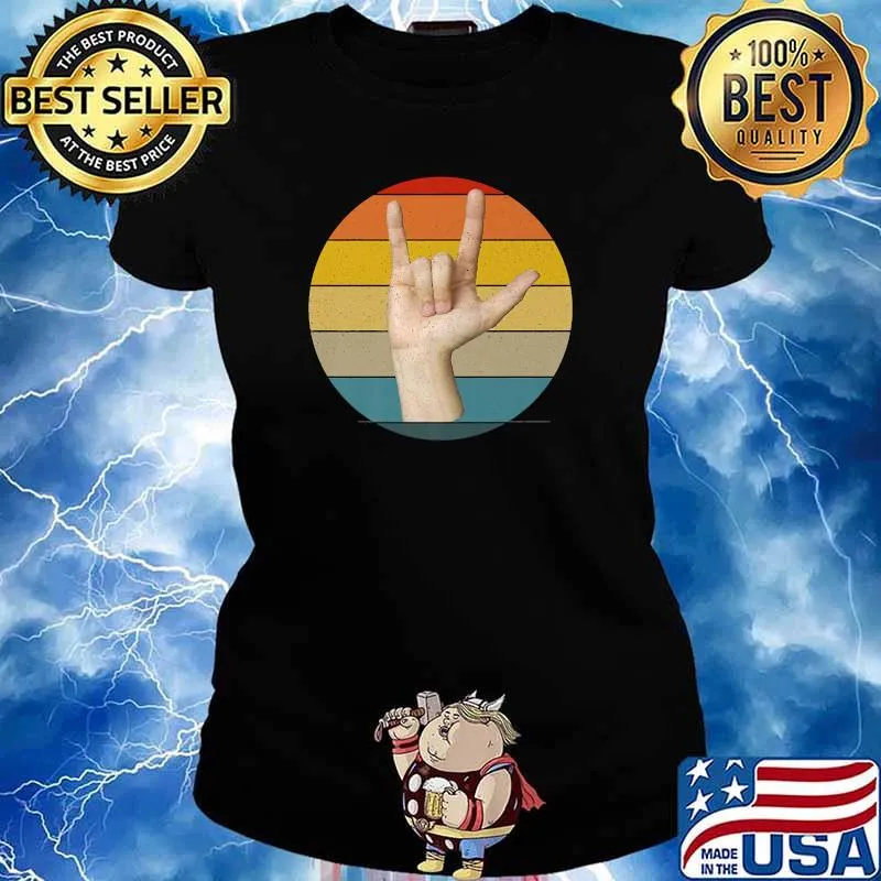 Sign Language I love You ASL In Retro Vintage T-Shirt Ladies tee
