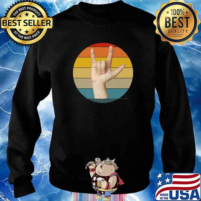 Sign Language I love You ASL In Retro Vintage T-Shirt Sweater