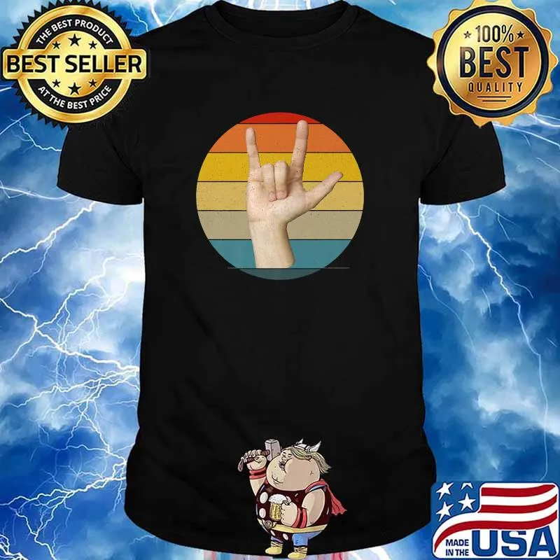 Sign Language I love You ASL In Retro Vintage T-Shirt