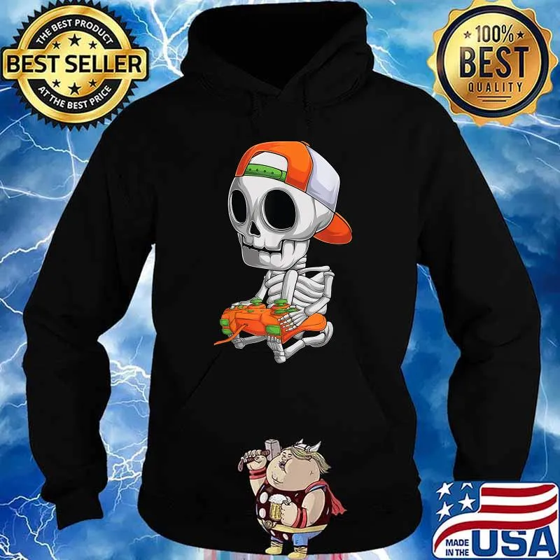 Skeleton Halloween Video Gamer T-Shirt Hoodie