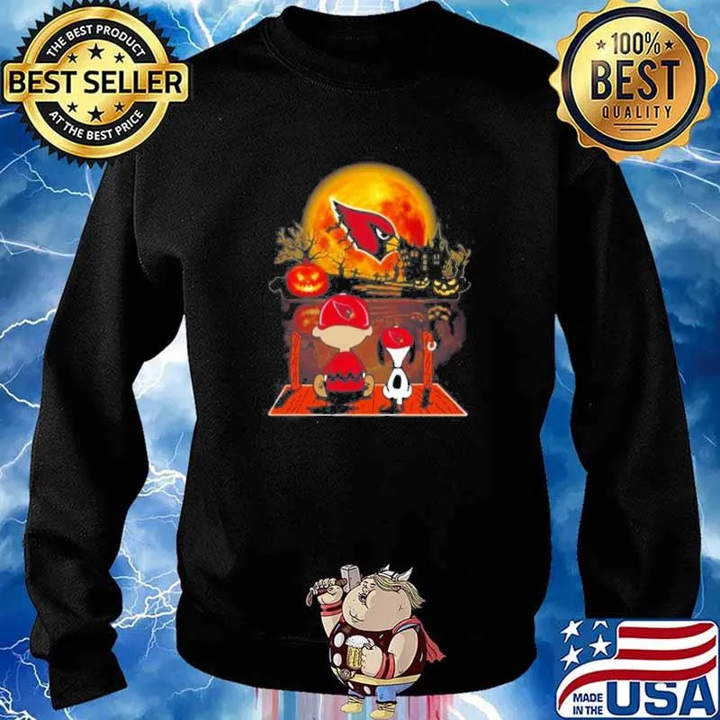 Snoopy and Charlie Brown Pumpkin Arizona Cardinals Halloween Moon s Sweater