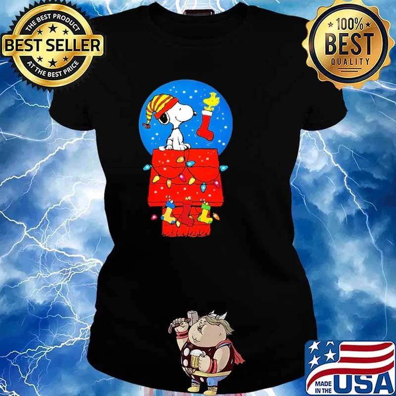 Snoopy & Woodstock Peanuts Christmas Shirt Ladies tee