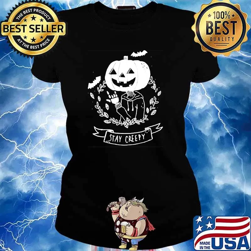 Stay Creepy! Classic Creepy Pumpkin Halloween T-Shirt Ladies tee