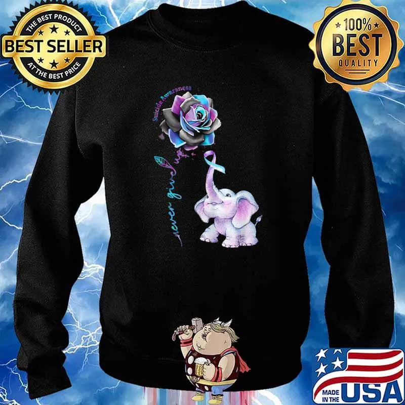 Suicide Prevention Awareness Flower Elephant Ribbon T-Shirt Sweater