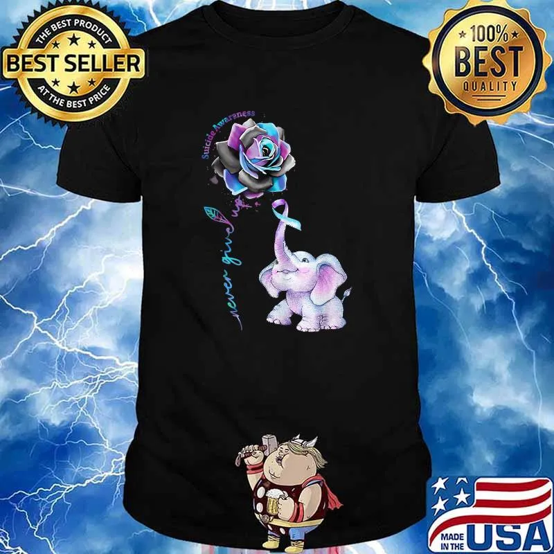 Suicide Prevention Awareness Flower Elephant Ribbon T-Shirt