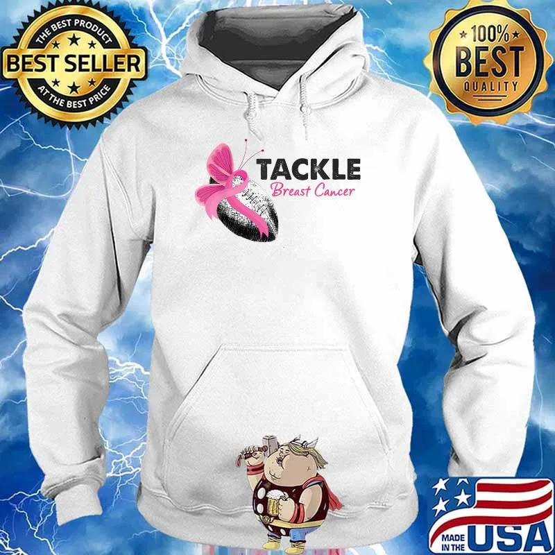 Tackle Breast Cancer Quote Awareness Football Survivor T-Shirt Hoodie