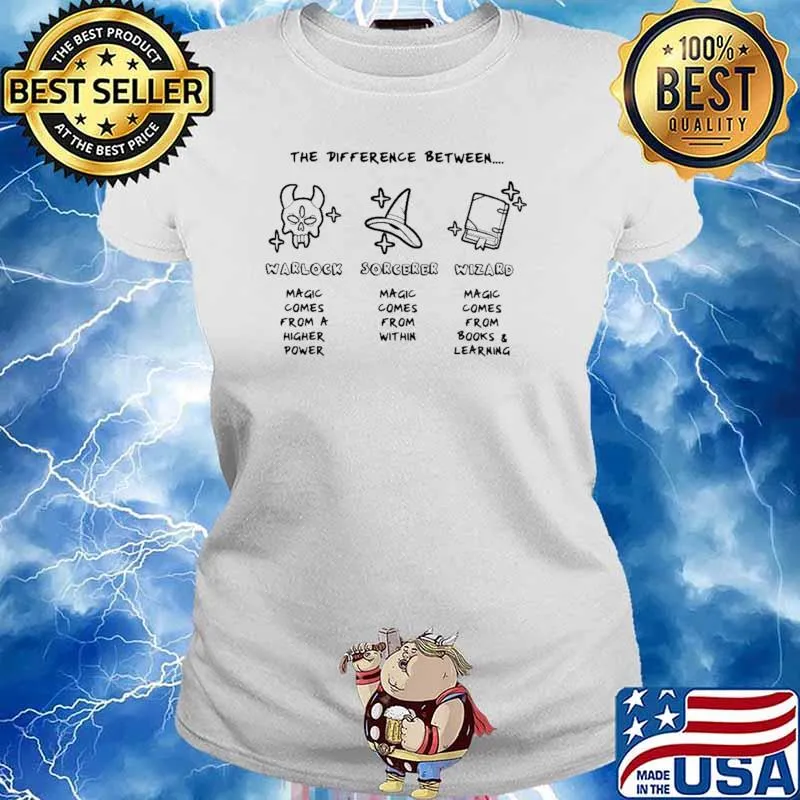 The Difference Between Warlock Sorcerer Wizard Shirt Ladies tee