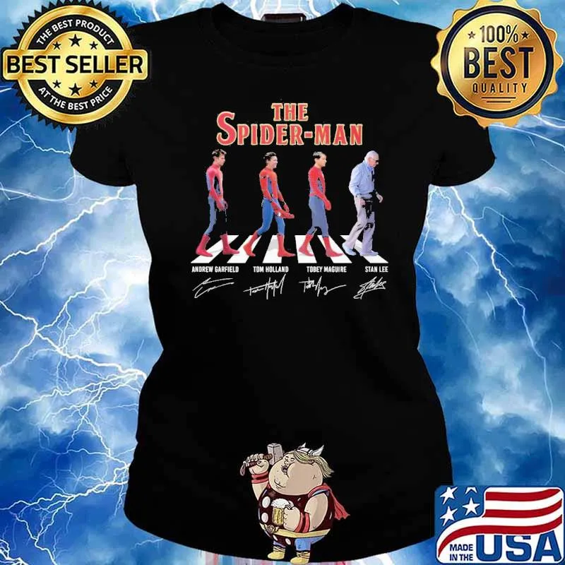 The Spider man across the road signatures s Ladies tee