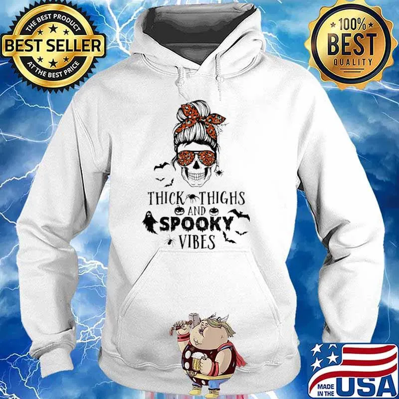 Thick Things And Spooky Vibes Witch Skull Shirt Hoodie