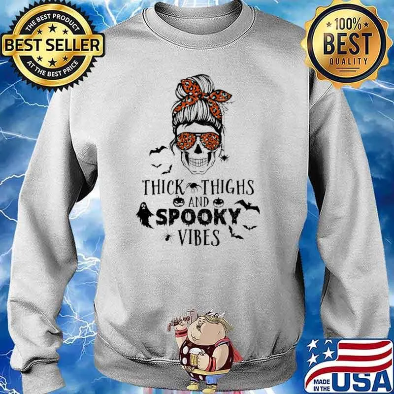 Thick Things And Spooky Vibes Witch Skull Shirt Sweater